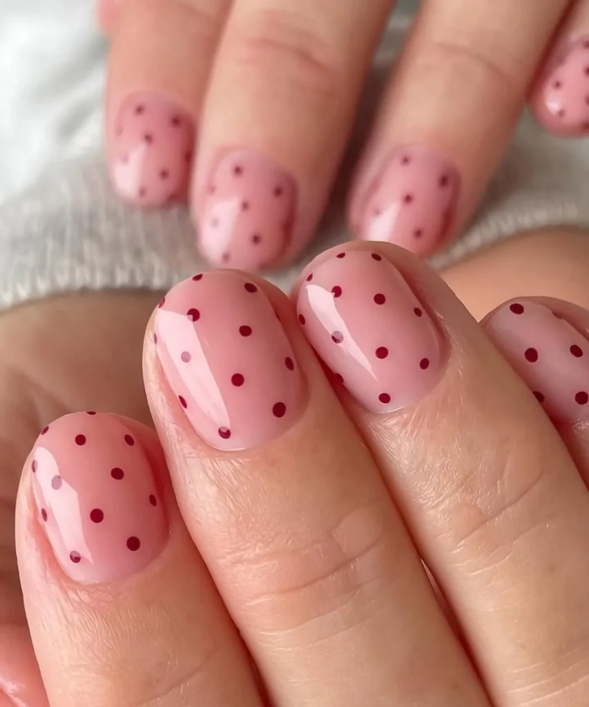 pearl-dotted short nail designs