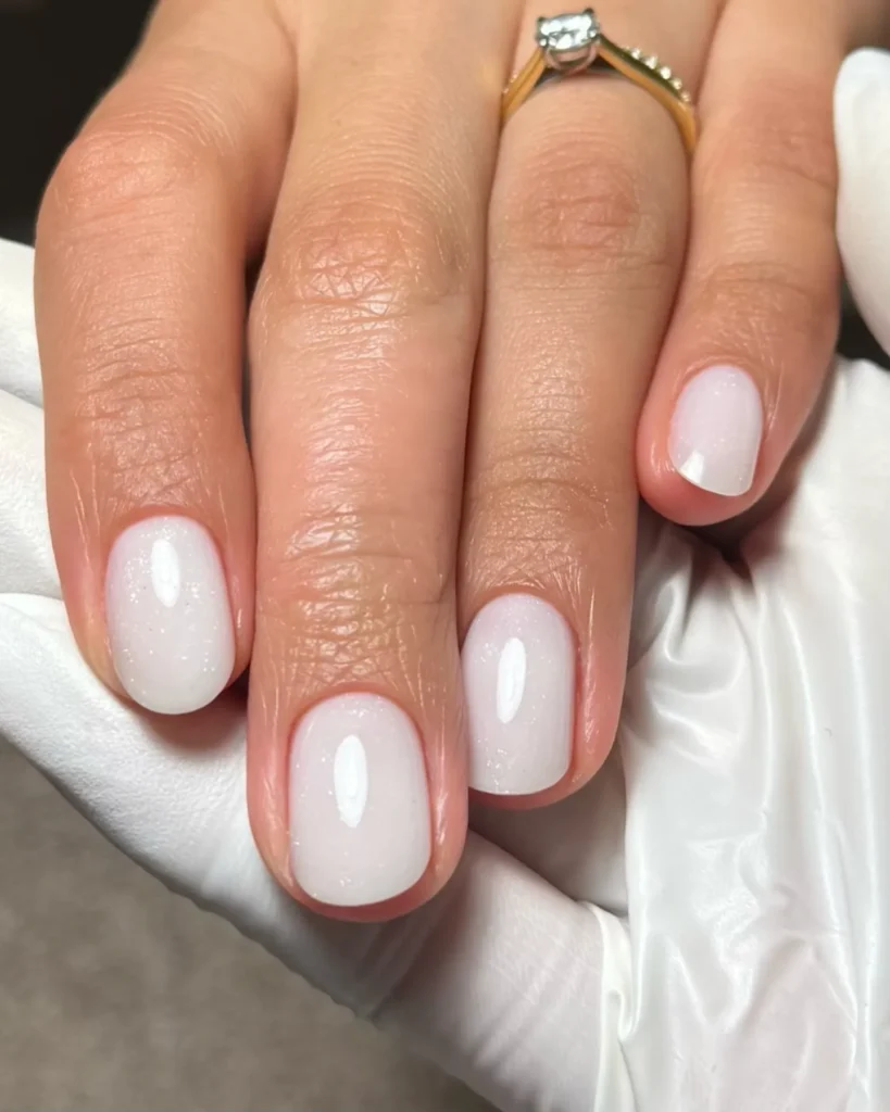pearlescent white short nail designs