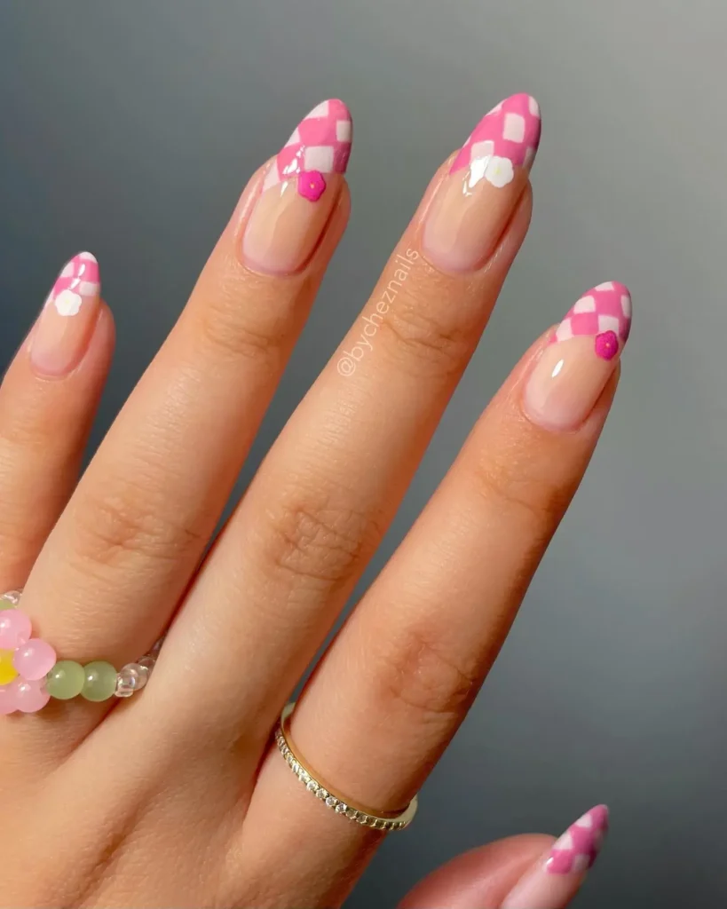 Cute Summer Nail Designs 2026: 200+ Inspo, Trends, and Expert Tips for Every Style 181 pink checkerboard french summer nails