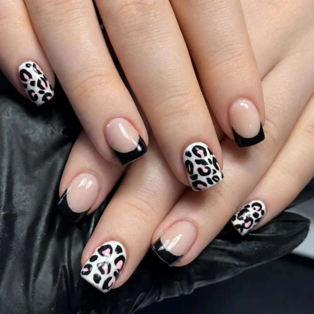 Print And Pattern Black French Tip Nail Ideas