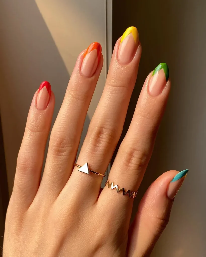 Cute Summer Nail Designs 2026: 200+ Inspo, Trends, and Expert Tips for Every Style 149 rainbow chevron summer nails