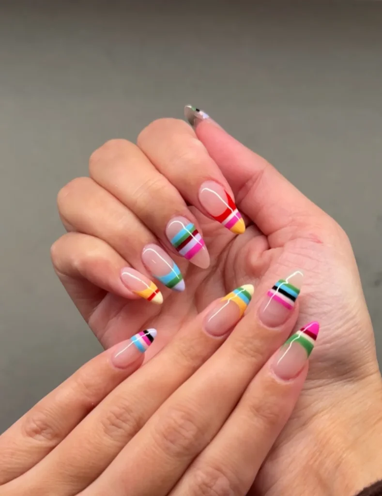 Cute Summer Nail Designs 2026: 200+ Inspo, Trends, and Expert Tips for Every Style 147 rainbow stripe summer nails