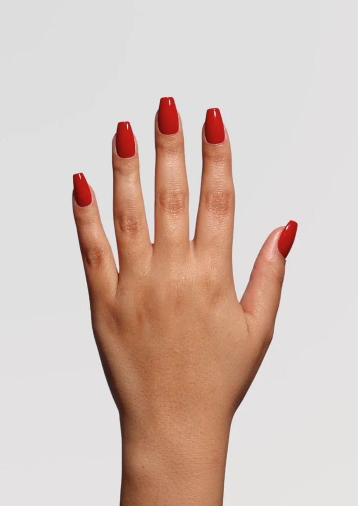 red coffin short nail color designs