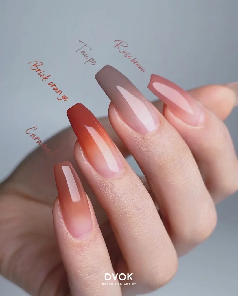 Fall Nail Design Inspo and Colors 2026: Shades, Techniques, and Looks for Every Nail 59 rust and pearl ombré fall nail designs