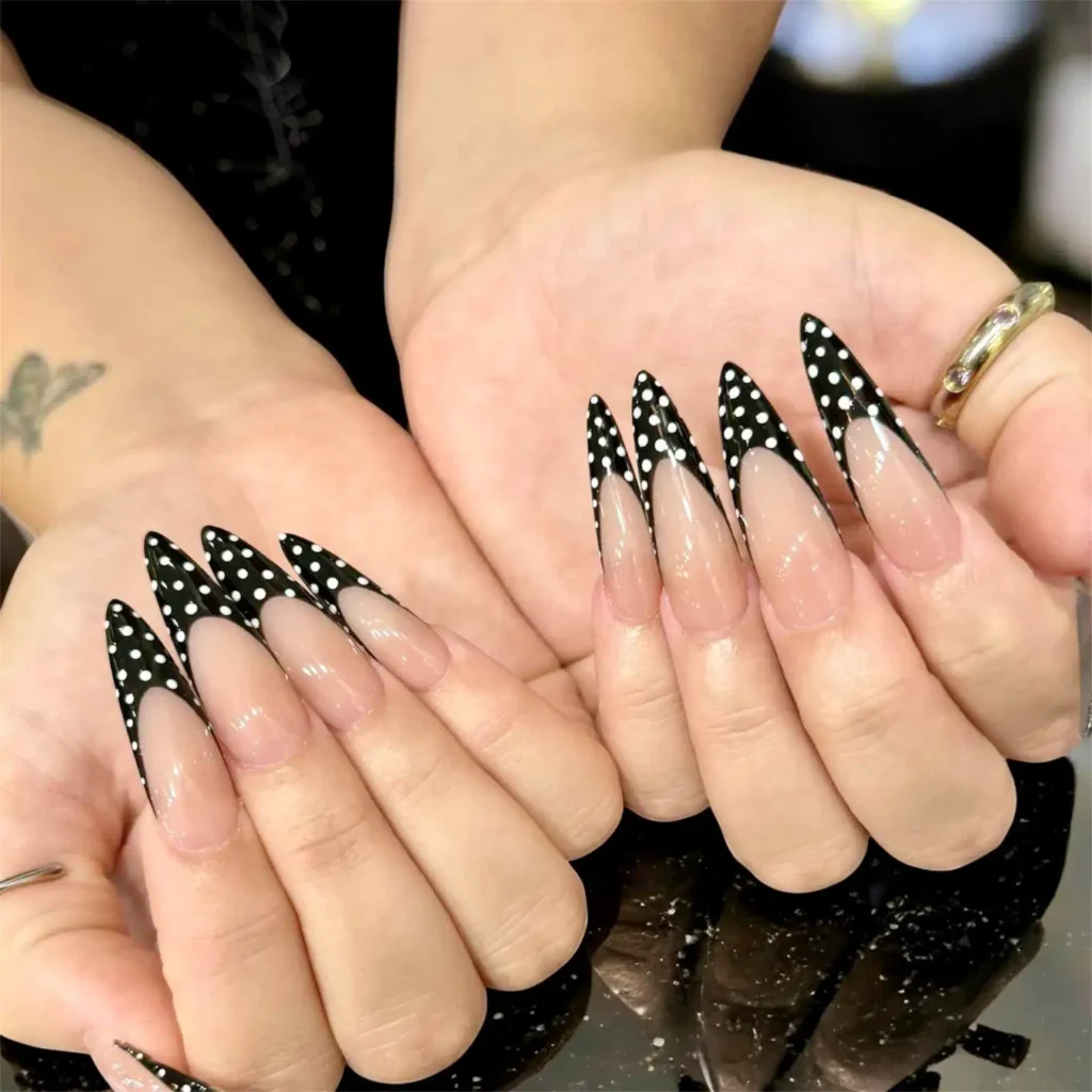 salon ready black french tip nails