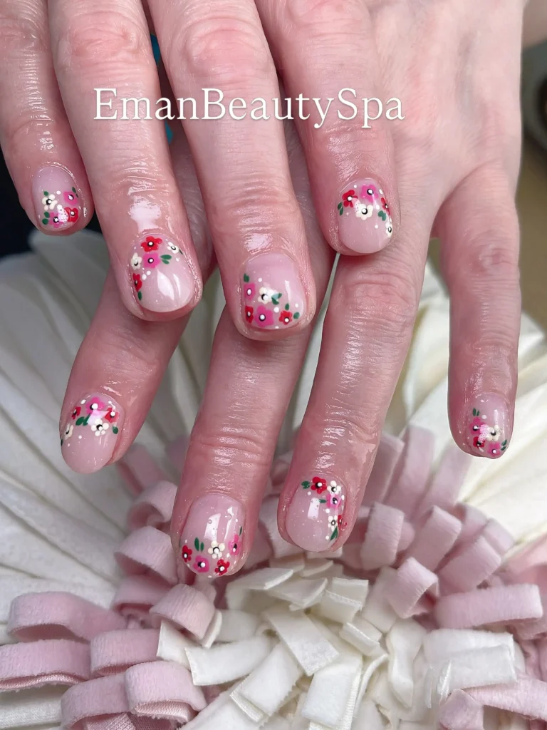 sheer pink short nail designs