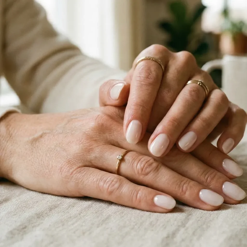 short nail designs flattering shape for older hands