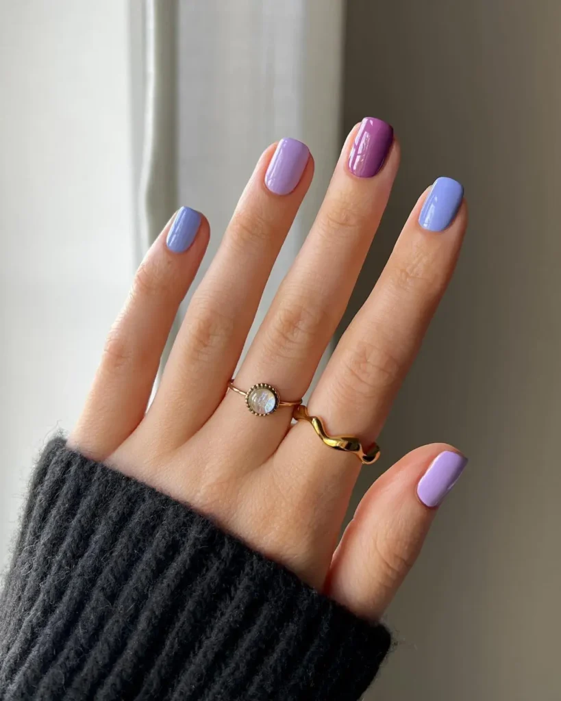 skittle and mismatched manicures short nails designs