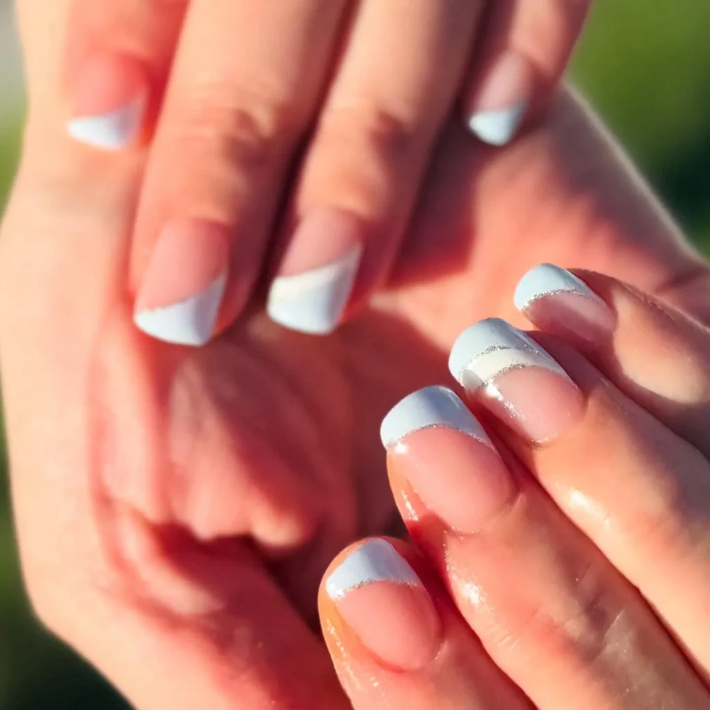 slanted french short nail designs