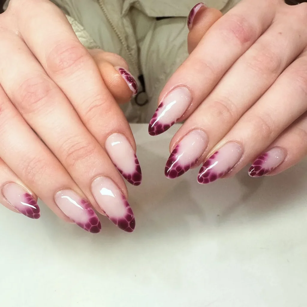 snakeskin pink french tip nail designs