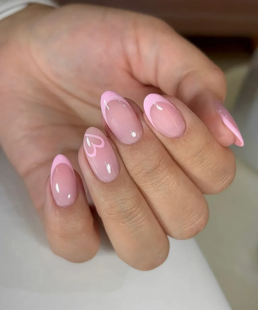 soft pink french tip nails designs