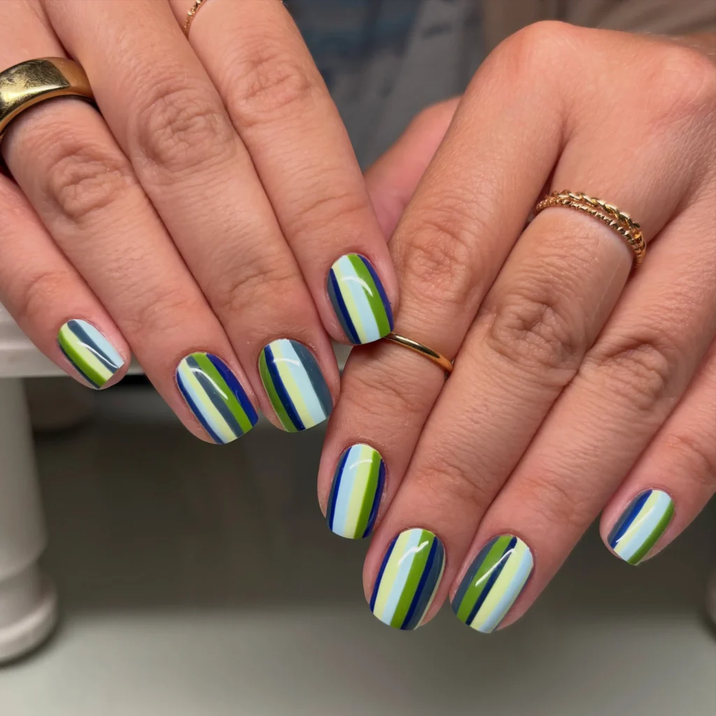 stripes short nail designs