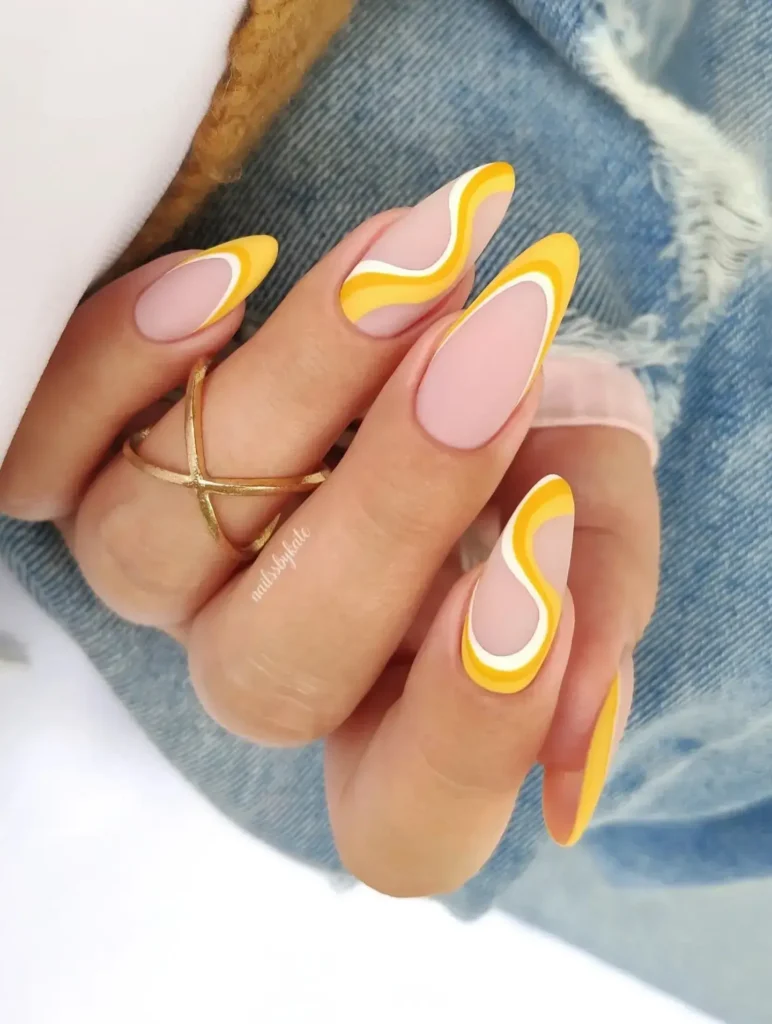 Cute Summer Nail Designs 2026: 200+ Inspo, Trends, and Expert Tips for Every Style 192 sunny yellow swirl summer nails