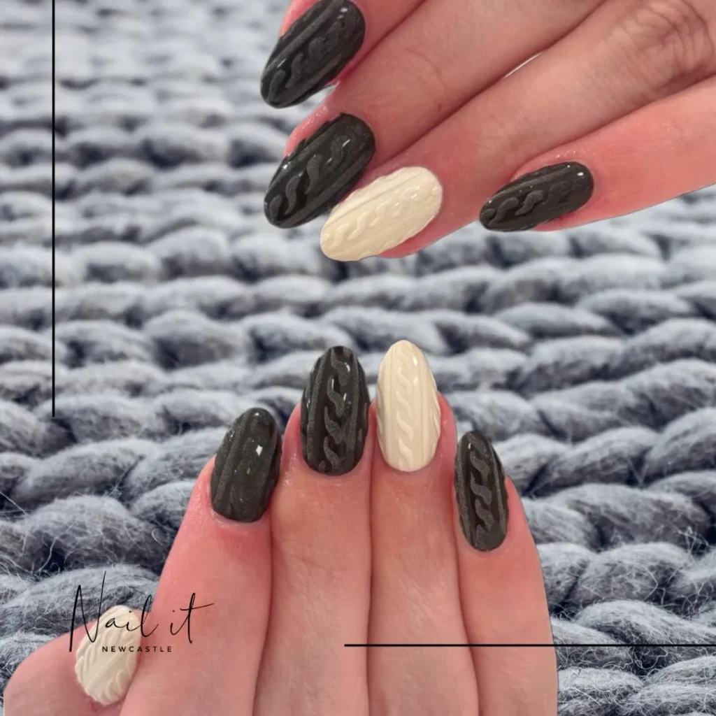 Fall Nail Design Inspo and Colors 2026: Shades, Techniques, and Looks for Every Nail 68 sweater-knit texture fall nail designs