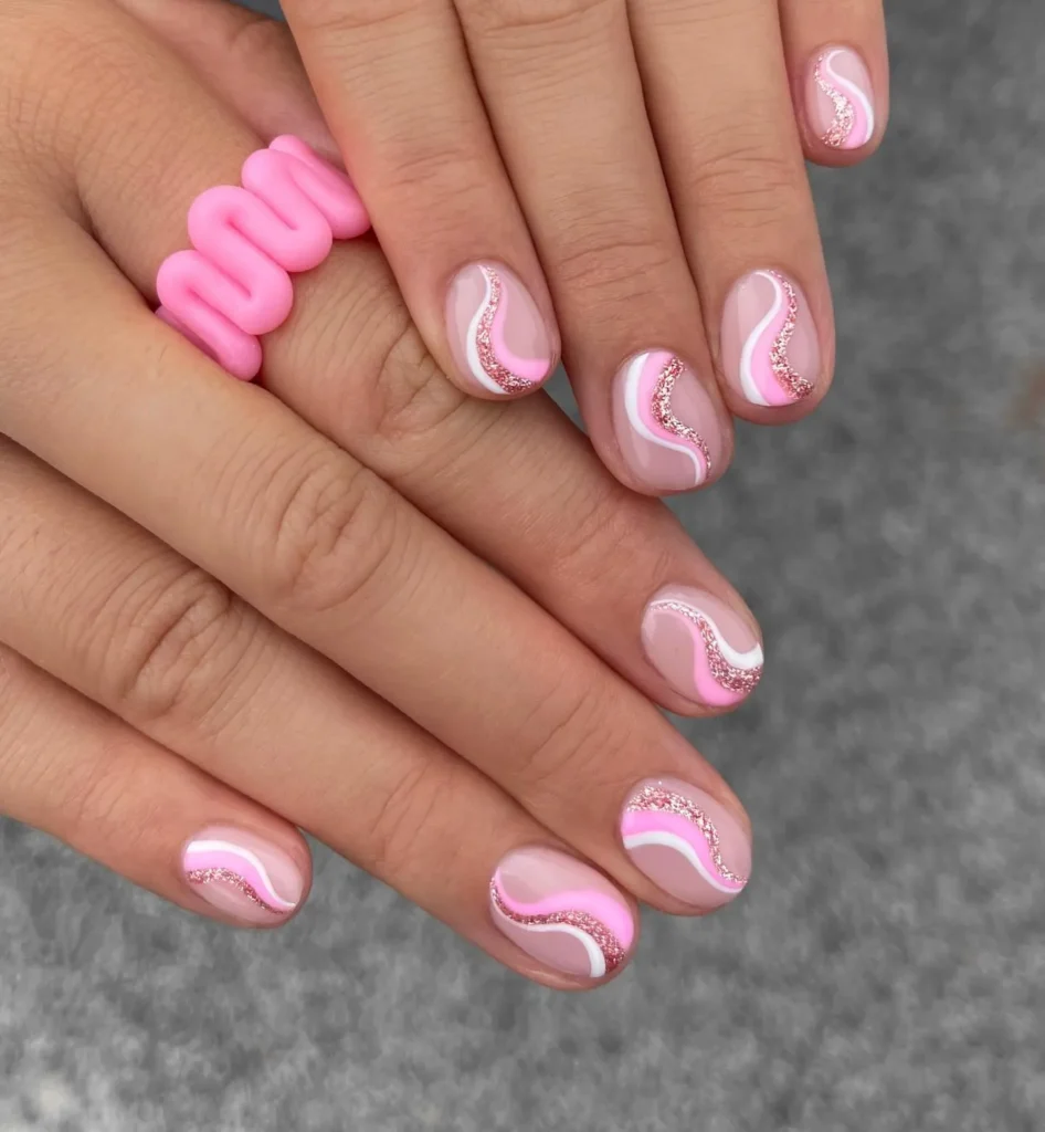 swirl short nail designs