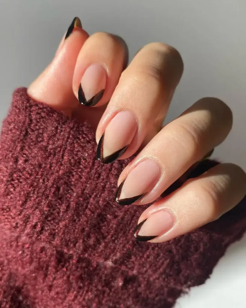 thick or deep black french tip nail designs