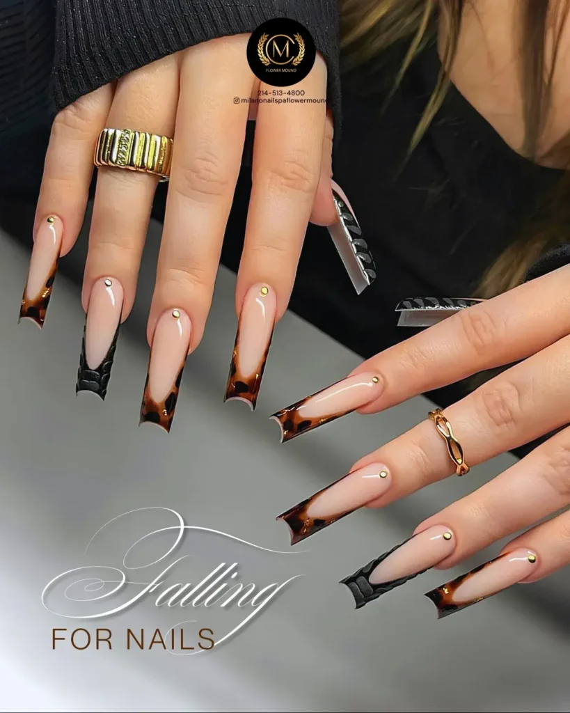 tortoiseshell black french tip nail designs