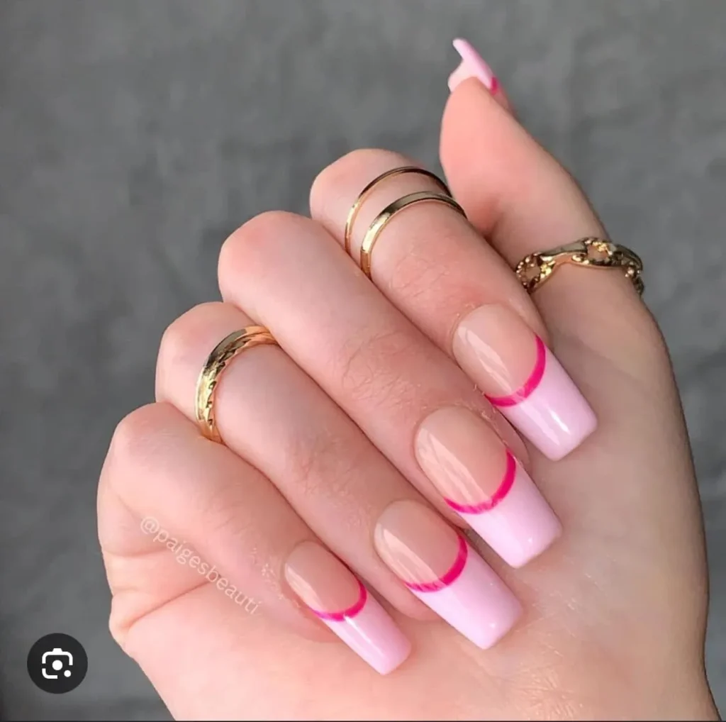 valentine-coded pink french tip nail designs
