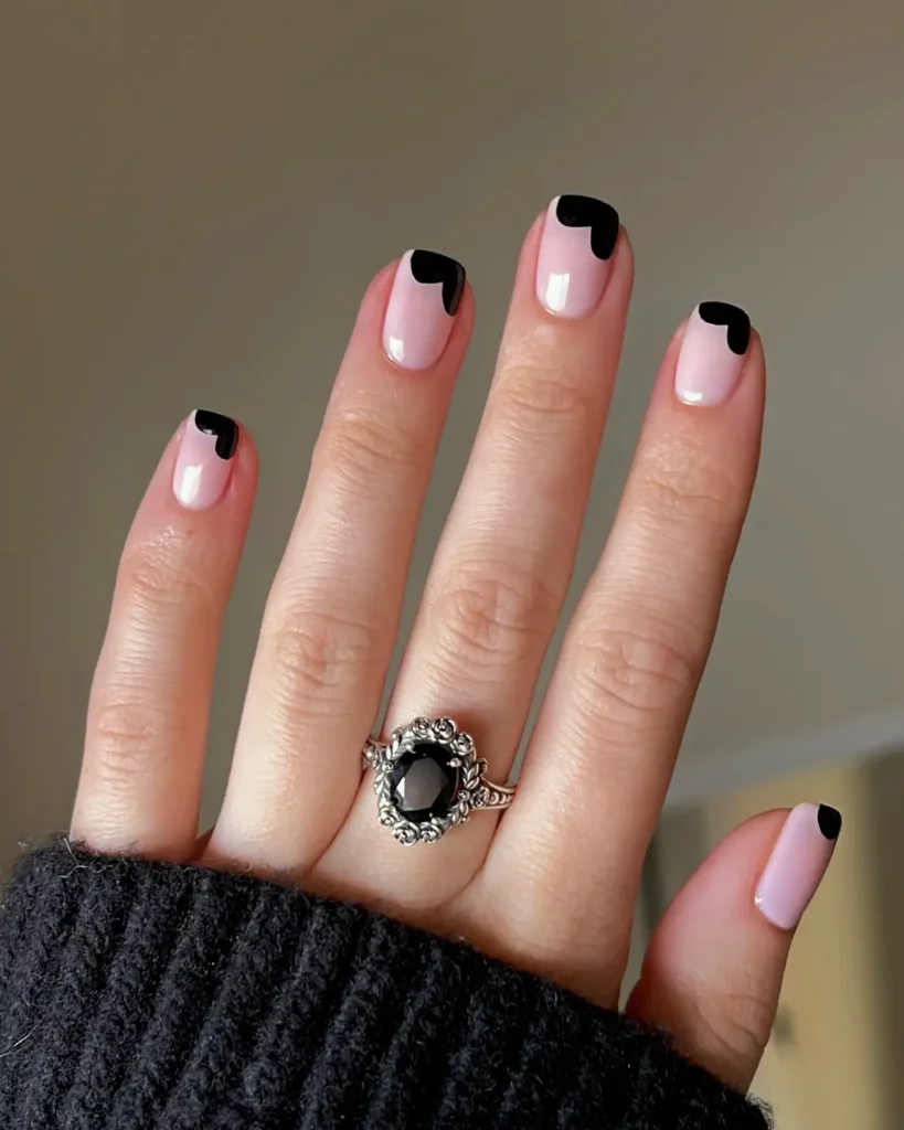 valentines black french tip nail designs