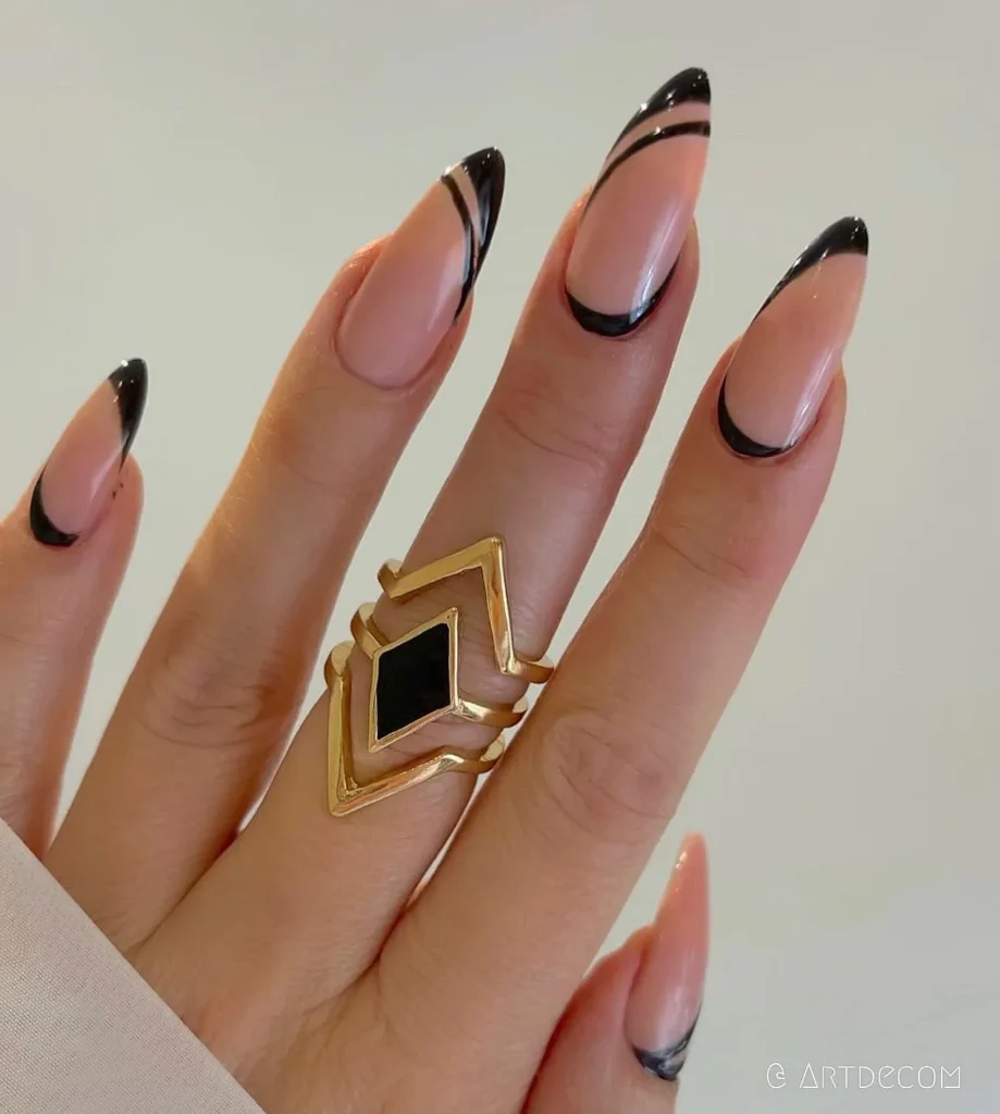 wedding-ready black french tip nail designs