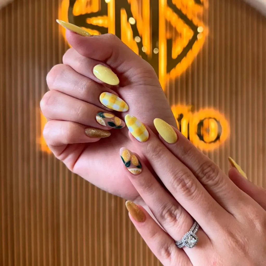 Cute Summer Nail Designs 2026: 200+ Inspo, Trends, and Expert Tips for Every Style 188 yellow gingham summer nails