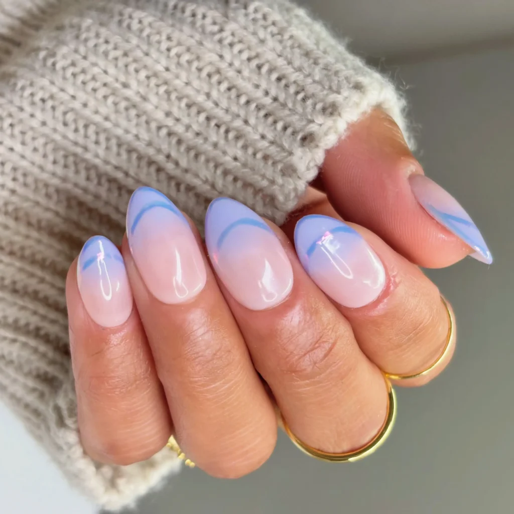 baby blue french omber nails
