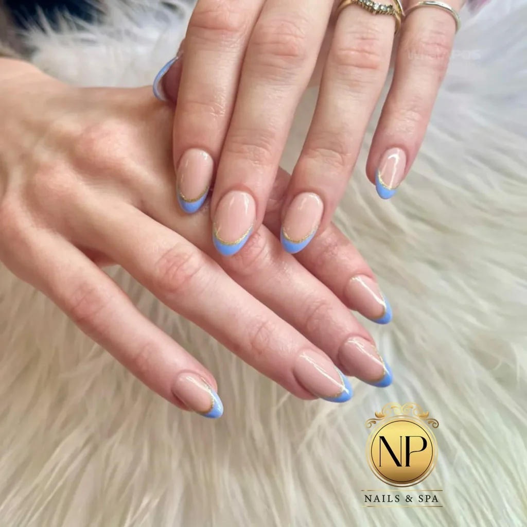 baby blue icy periwinkle french tip nails