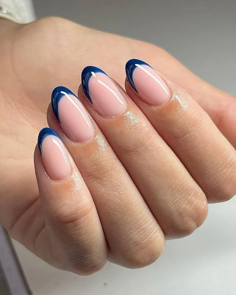 best nail shape for blue french tips