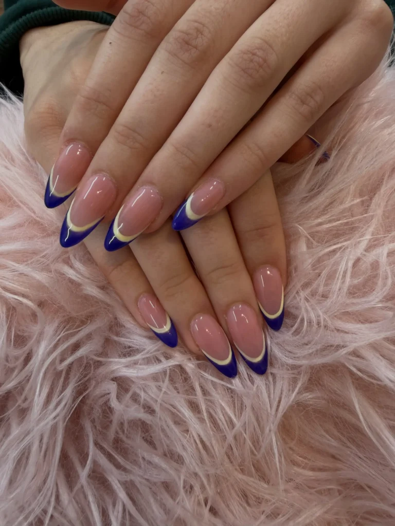 blue and white french tip nails