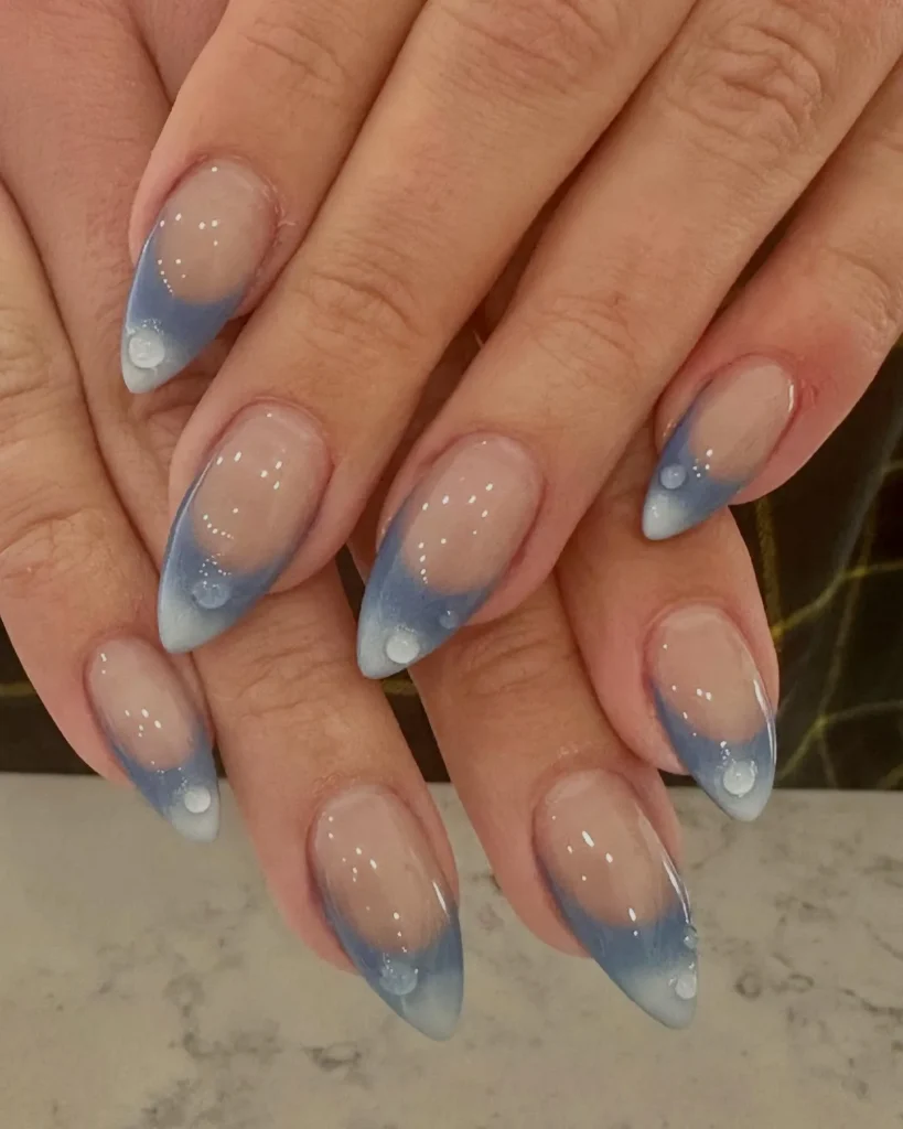 blue french omber nails