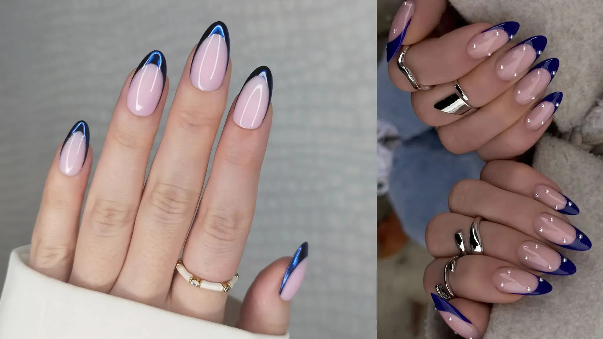 blue french tip nail designs