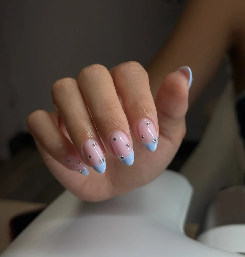 blue french tip nails by occasions