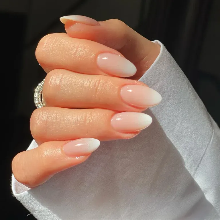 classic bridal milky french omber nails