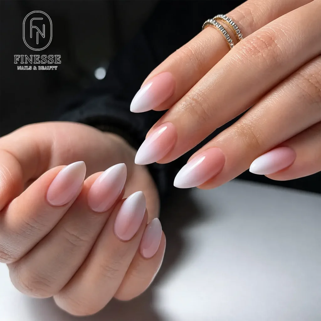 classic pink-to-white french omber nails