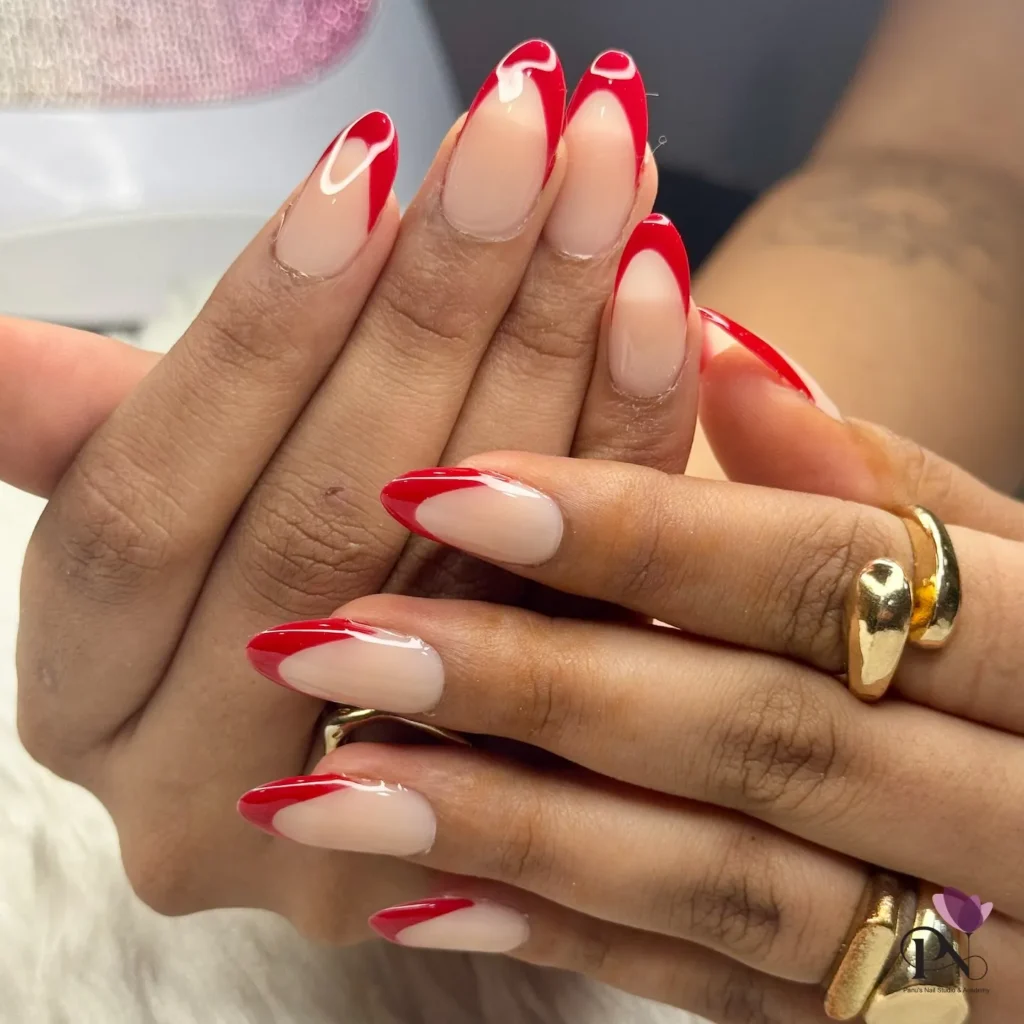 classic red french tip nails