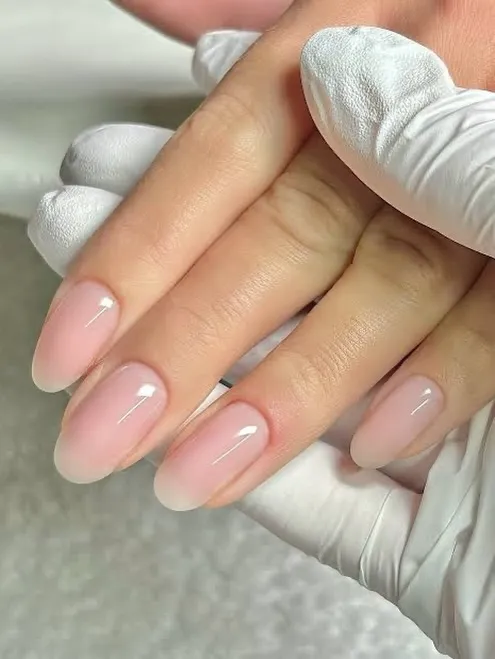 cloudy blurred short french tip nails