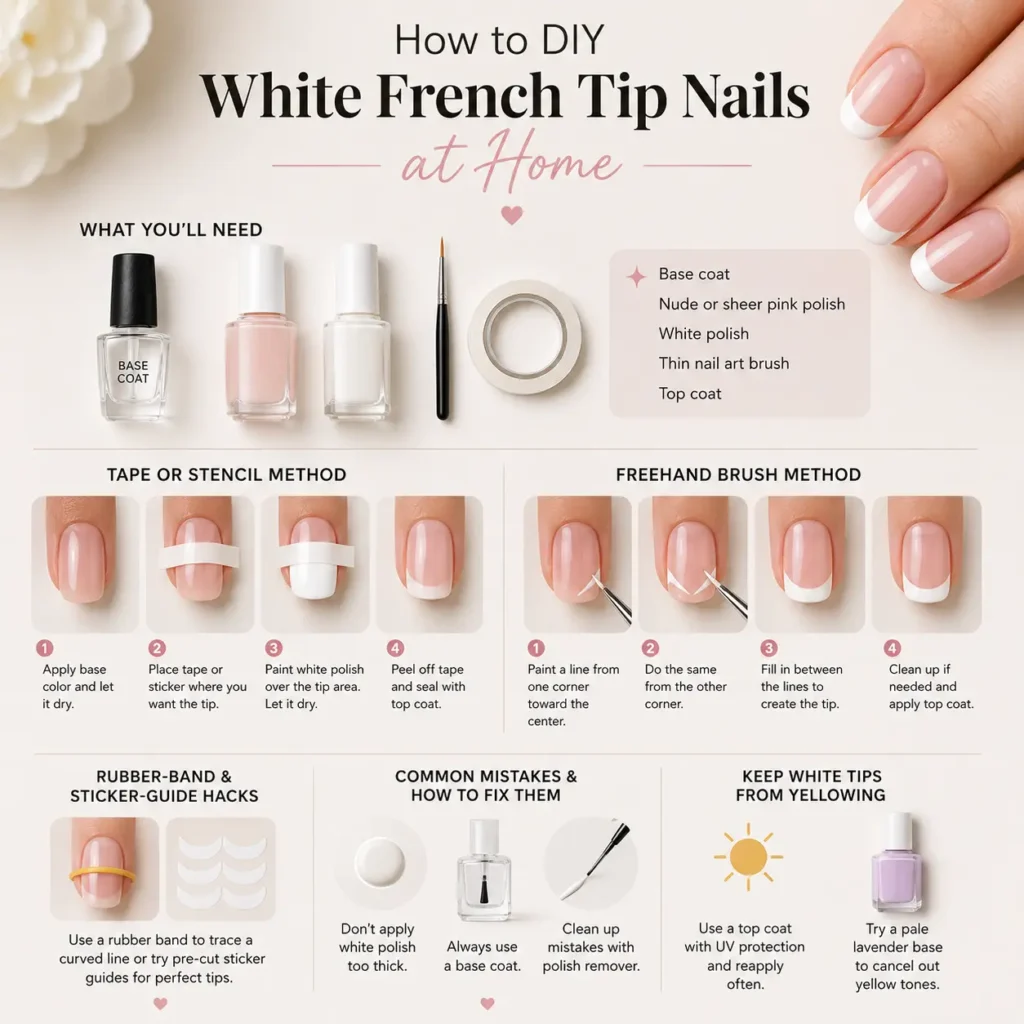diy white french tip nails