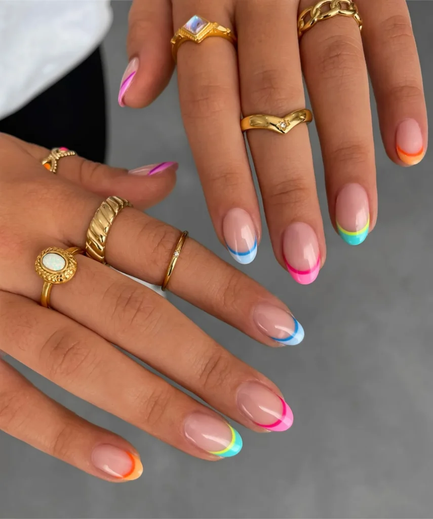 double short french tip nails