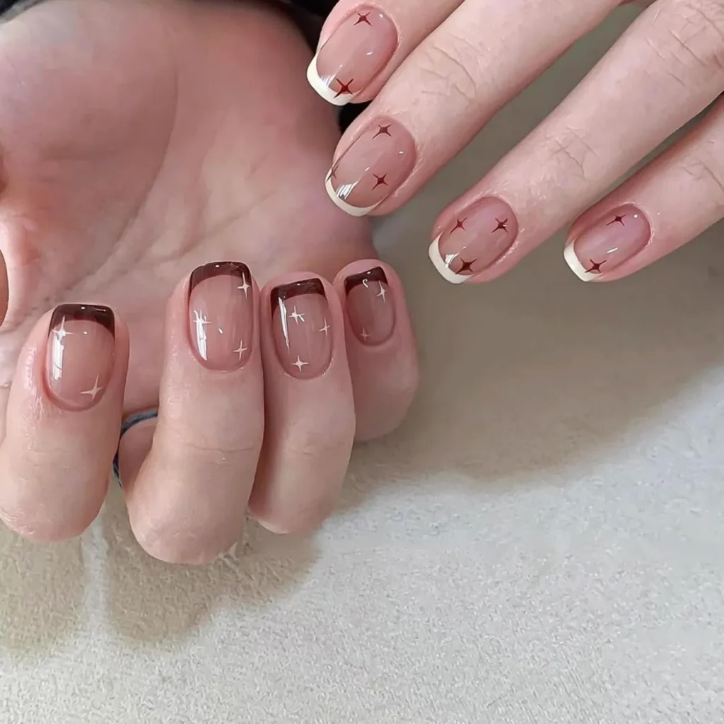 fall terracotta short french tip nails