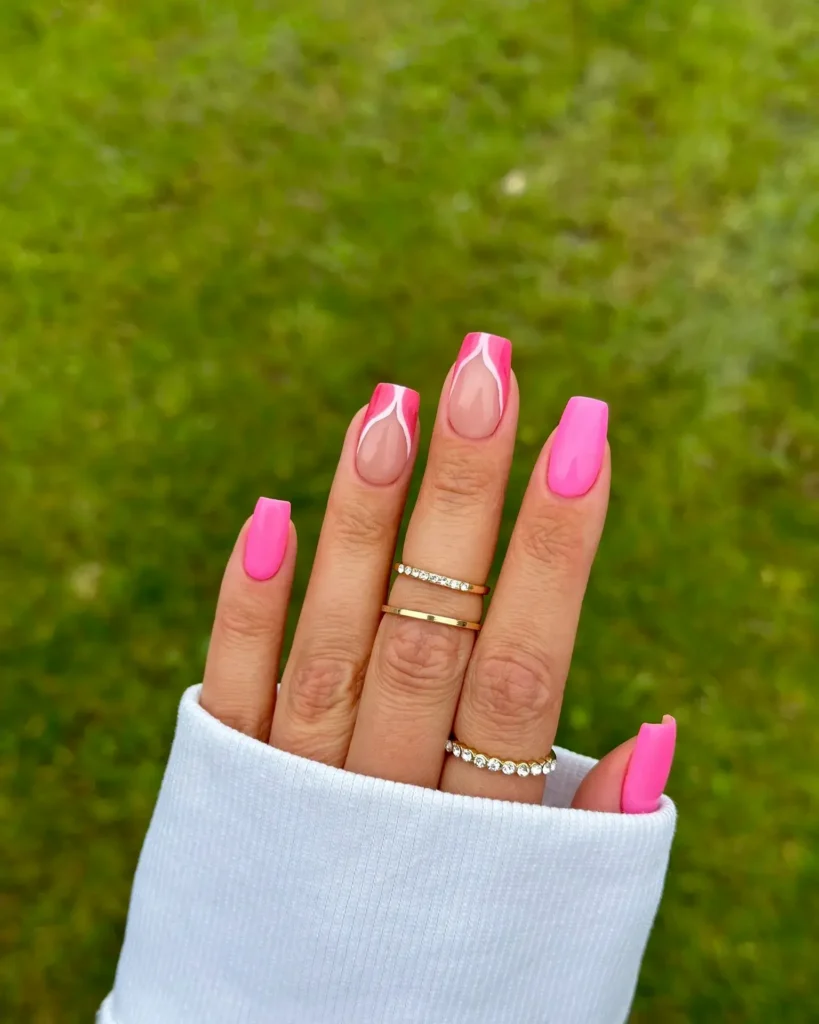 Pink French Tip Nails | Nail Inspo 39 half and half pink french tip nails