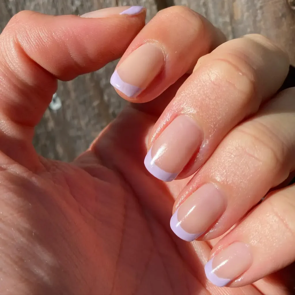 lavender short french tip nails