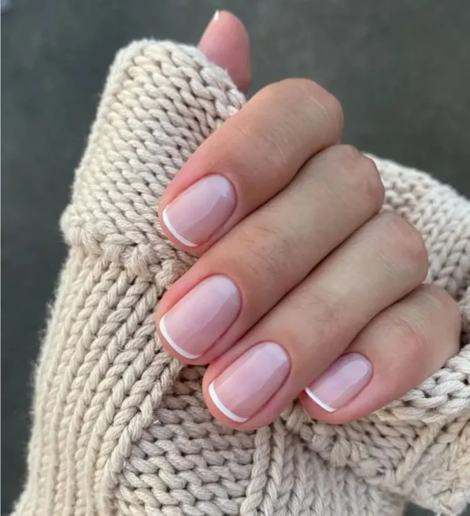 micro short french tip nails
