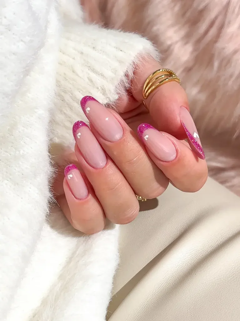 Pink French Tip Nails | Nail Inspo 53 oval pink french tip nails
