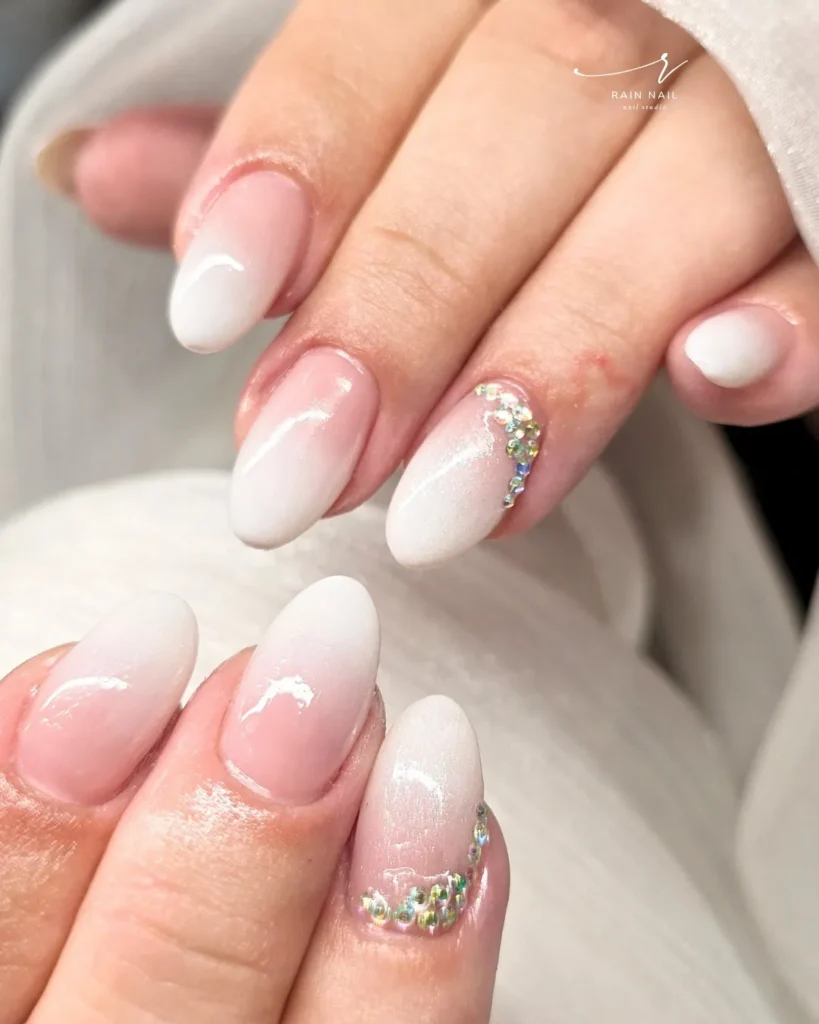 pearl-accented bridal fade french omber nails