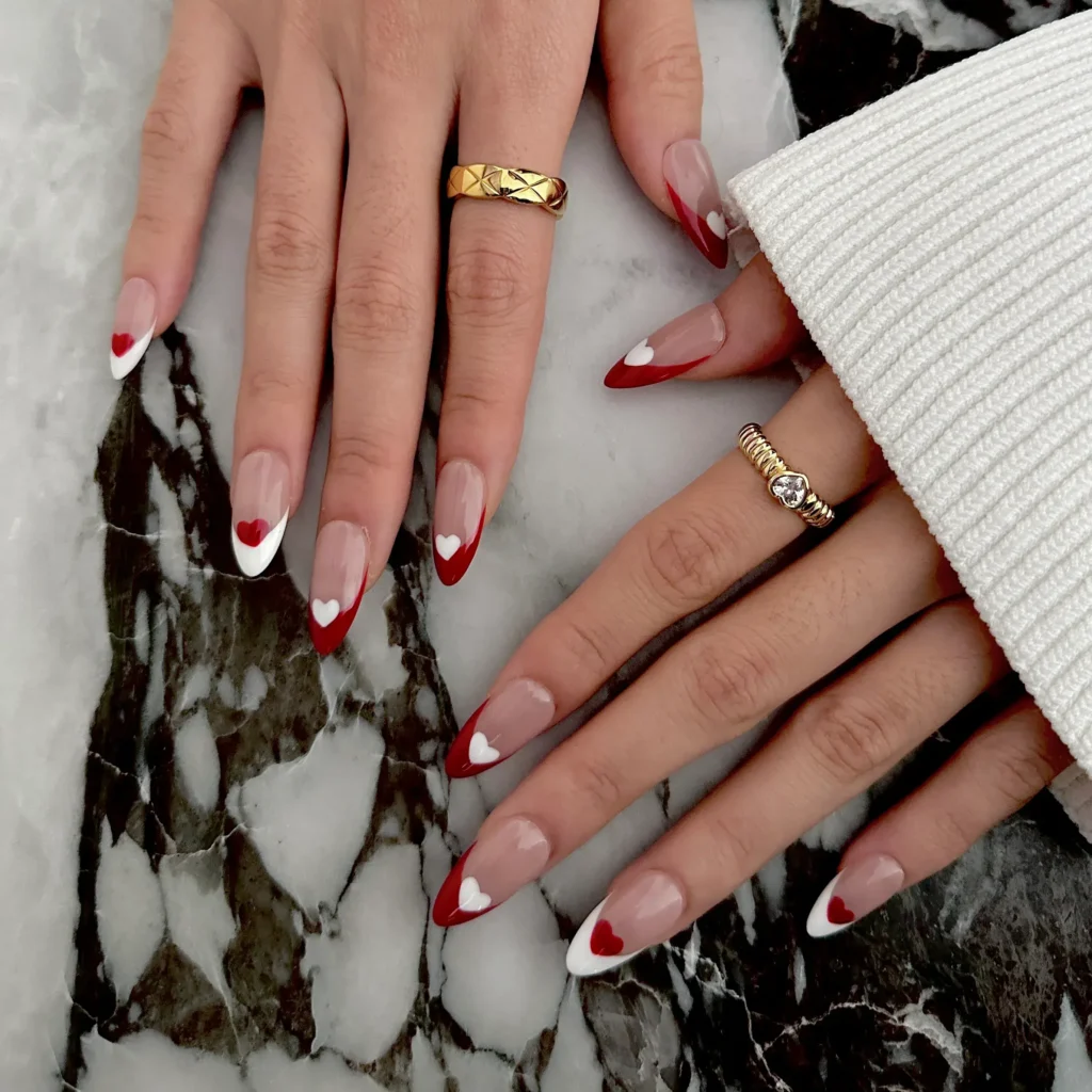 red and white french tip nails