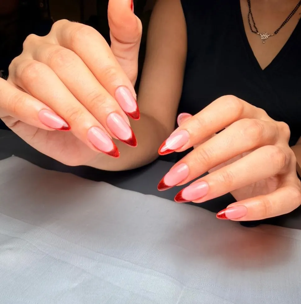 red velvet french tip nails