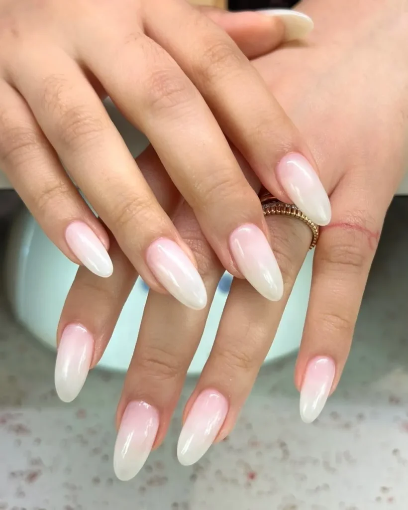 Pink French Tip Nails | Nail Inspo 5 sheer pink and white french tip nails