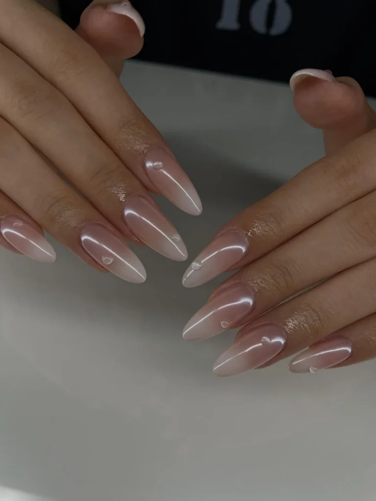 silver chrome reverse french omber nails