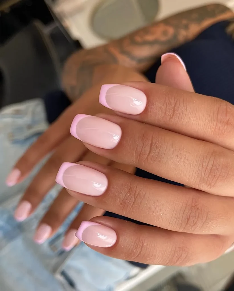 Pink French Tip Nails | Nail Inspo 52 squoval pink french tip nails