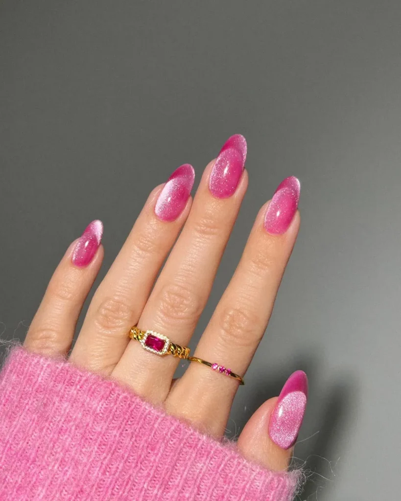Pink French Tip Nails | Nail Inspo 20 velvet pink french tip nails